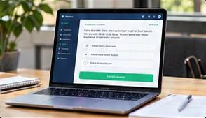 Practice question dashboard on a laptop